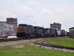 CSX 26 leads a northbound train thru downtown